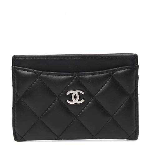 card holder with chain chanel|Chanel lambskin lock card holder.